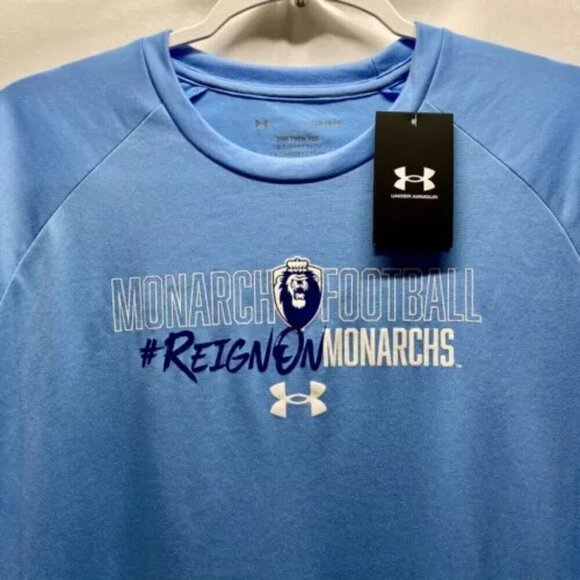 Under Armour Monarch Football Large Old Dominion ODU Carolina Blue Tech Tee NWT - Picture 4 of 14